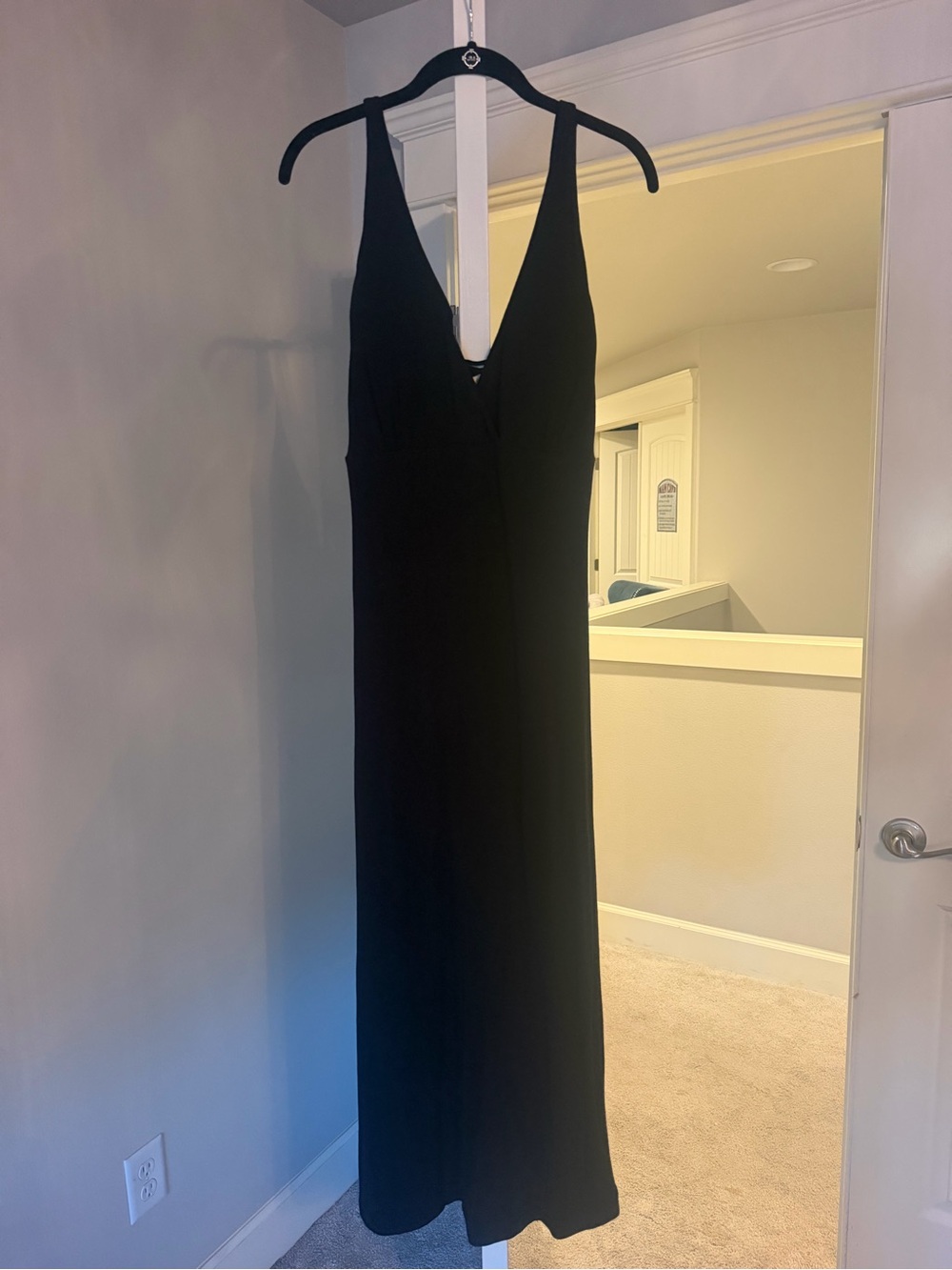 white birch Black Maxi V-Neck Evening Dress